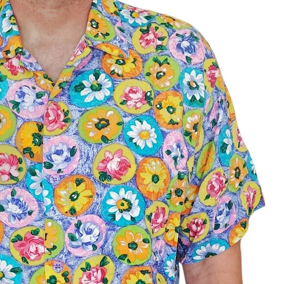 vintage JAMS WORLD tropical floral print button down classic Hawaiian shirt Sz L - Picture 8 of 8
